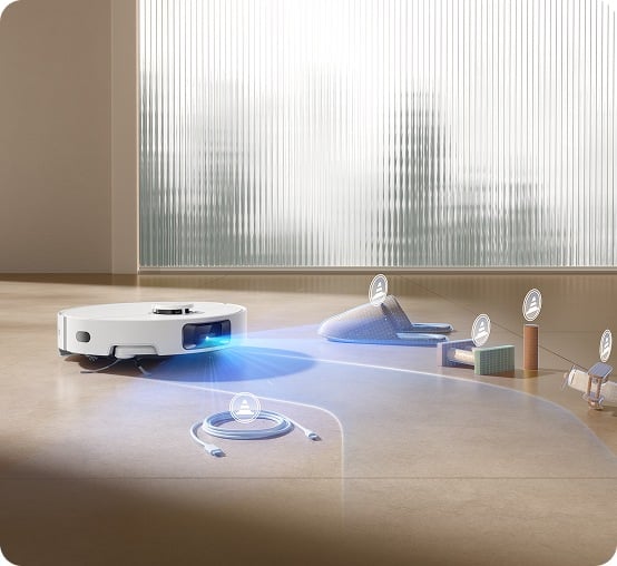 A Dreame D20 Pro Plus felismeri az akadályokat és tisztítás közben kikerüli a tárgyakat